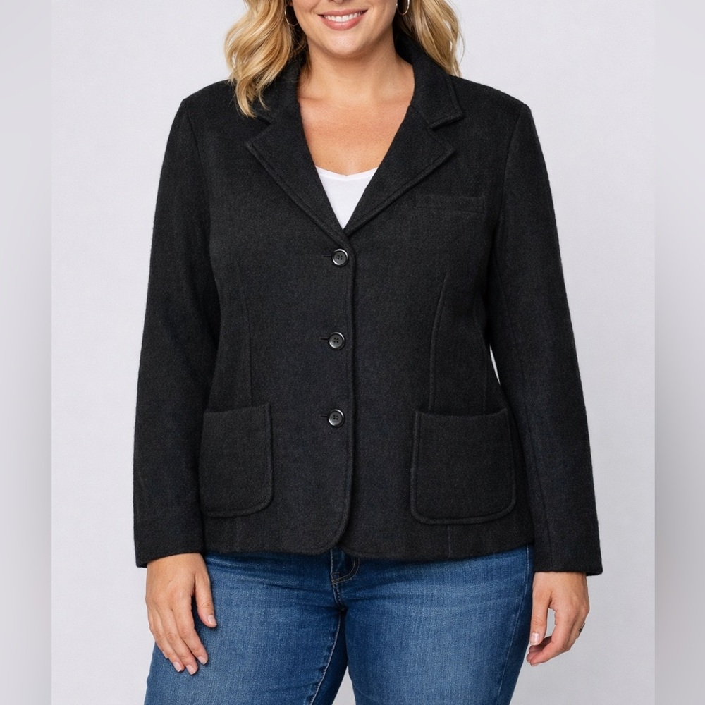 Jones & Co 100% Wool Black Boucle’ Blazer Jacket XL Jones New York Tailored